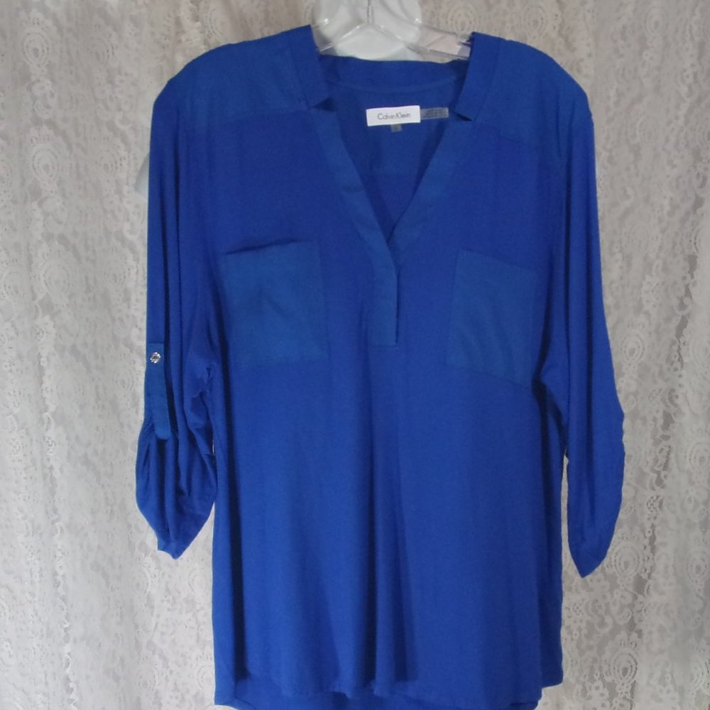Calvin Klein Pop-Over Shirt Royal Blue NWOT Size XL